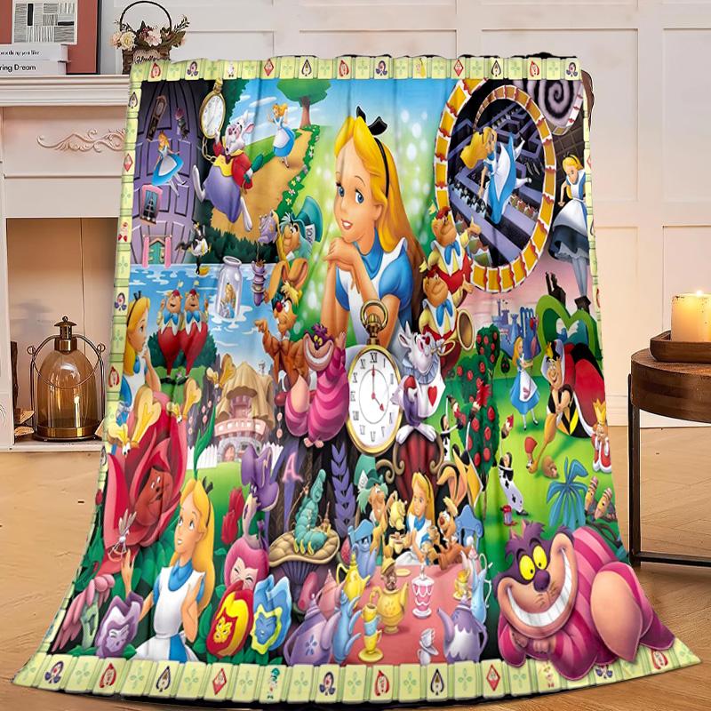 1PC Alice and the Cat Flannel Blanket Gift, Suitable for Both Men And Women, Soft Ideal for Beds And Sofa, Birthday Or Christmas Gift