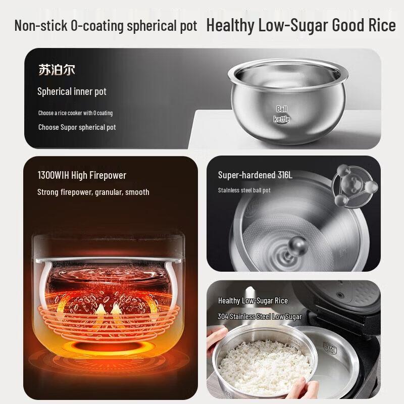 SUPOR IH Spherical Pot Low Sugar Rice Cooker, 4L