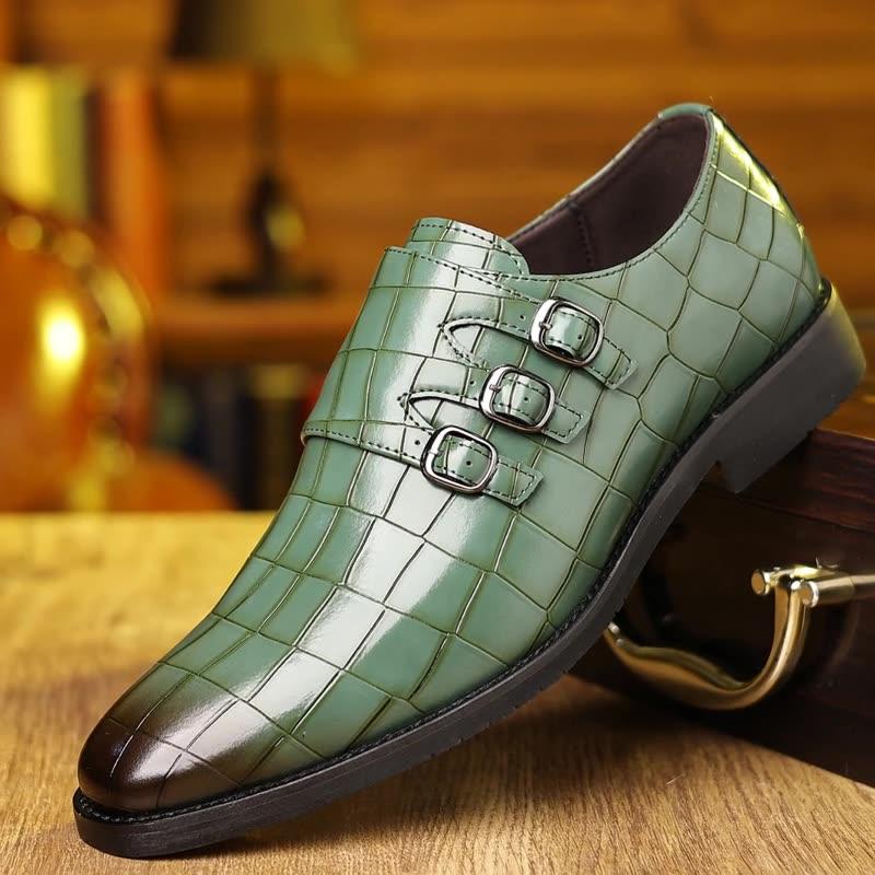Big Size New Men Leather Dress Shoes Fashion Print Pointed Toe Business Casual Brogue Shoes