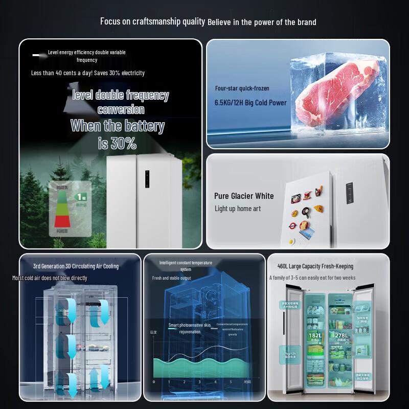 KONKA 460L No-Frost Side-by-Side Inverter Refrigerator