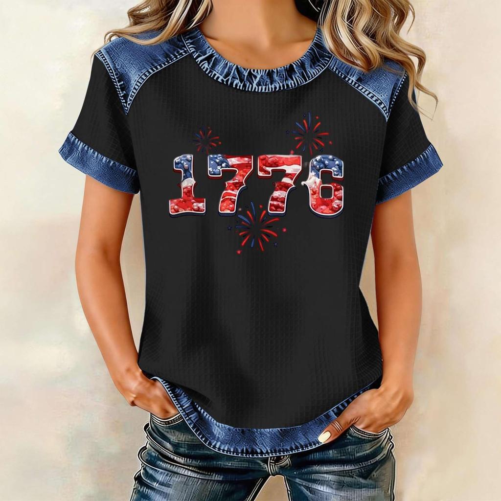 Damenmode Lässiges Oberteil mit Buchstabenaufdruck