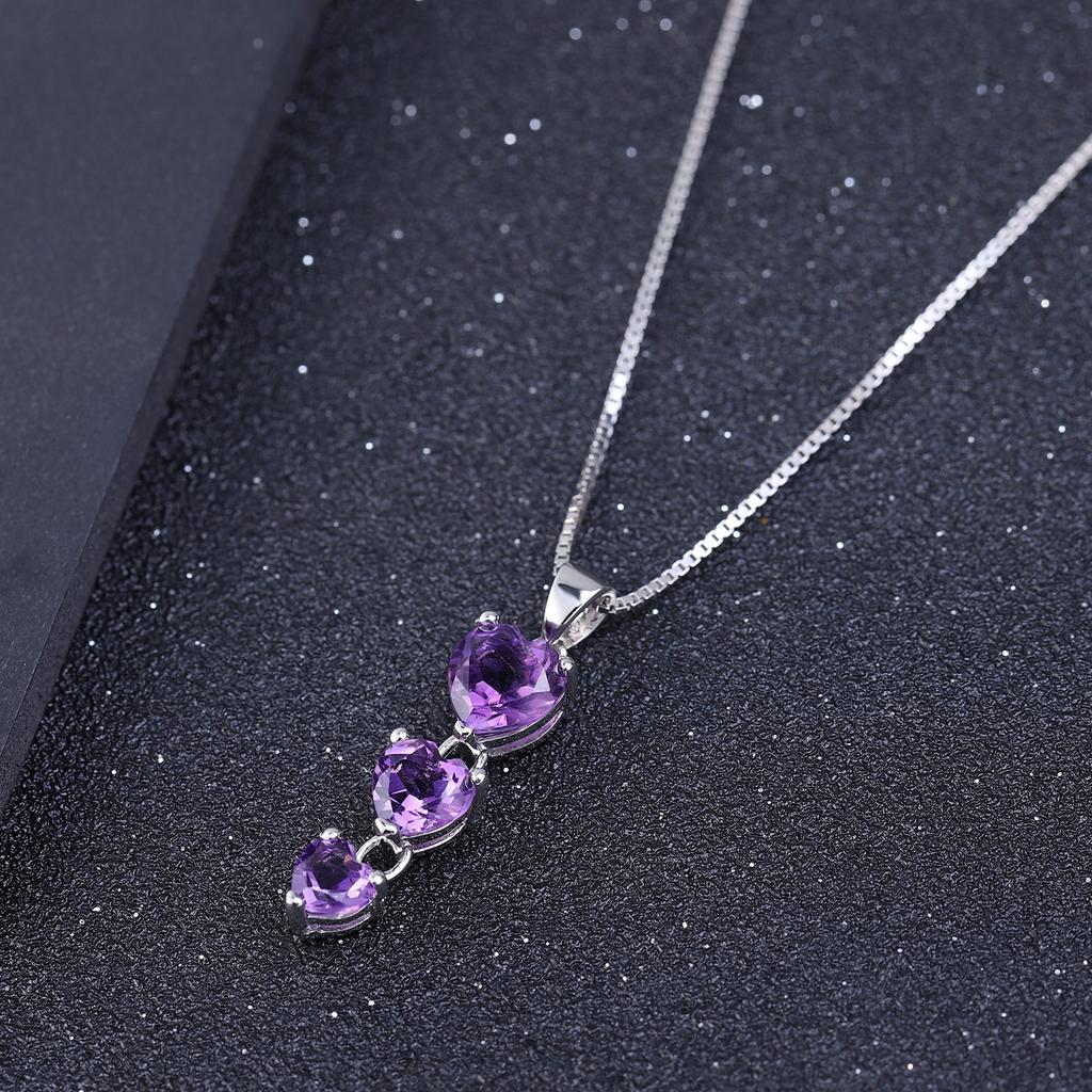 Natural Amethyst Necklace Pendant, Simple Light Luxury S925 Sterling Silver Inlaid With Natural Colored Treasure Necklace Necklace Necklace