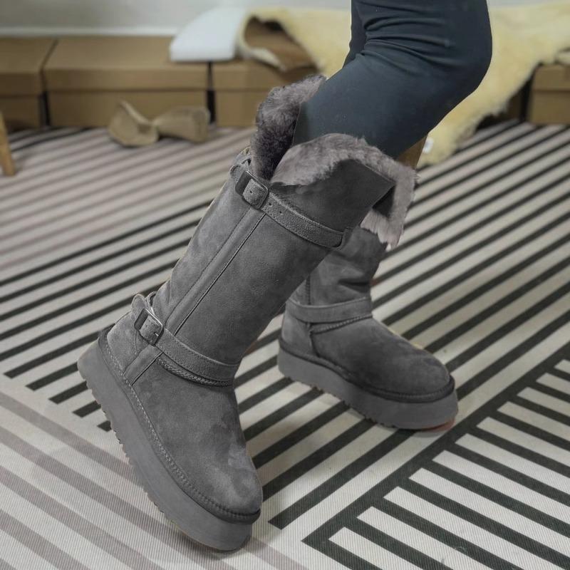 Thick-soled snow boots women's fur integrated high tube piled thickened cotton shoes 2025 winter new knight boots