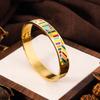 Bracciale Geometrico Aperto in Metallo Color Oro Acciaio Inossidabile Smaltato Vintage, Gioiello da Polso Geometrico Allargato Apribile, Regalo Quotidiano da Polso per Donna