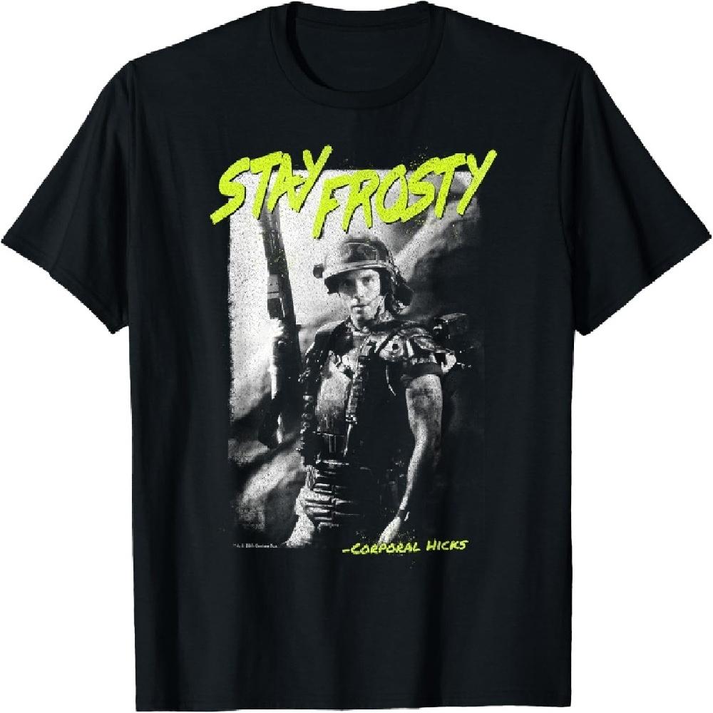 Чужой Капрал Хикс Оставайся хладнокровным Винтажная футболка с портретом на большой груди XXXXXL чёрный