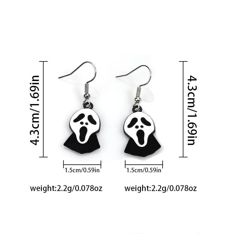 New Cute Cartoon Halloween Earrings Metal Oil Drop Ear Hooks Personalized Fun Stud Earrings Accessories