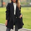 Women's Trench Coat Notch Lapel Double Breasted Mid Long Pea Coat with Pockets Long Sleeve Fall Winter Outwear