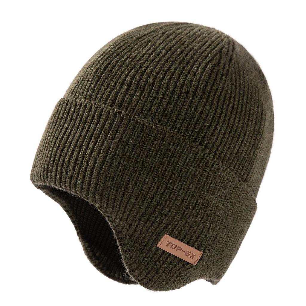 Large Size Knit Hat with Merino Waterproof Knit Ski Snowboard Makes Face Look Keeps You Army [TOP-EX] Men's Earmuffs, Wool, Hat, Cap, Hat, Hat,