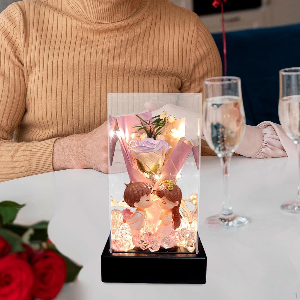 Preserved Artificial Flowers Elegant with Lights Simulated Soap Flower for Valentine's Day