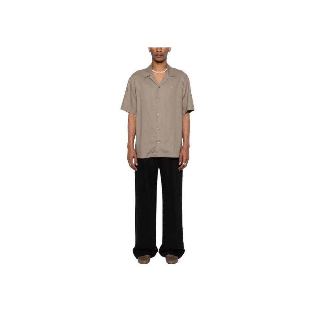 Emporio Armani Solid Color Short Sleeve Button Shirt Men shirts Gray EM000593-AF12356-U6189