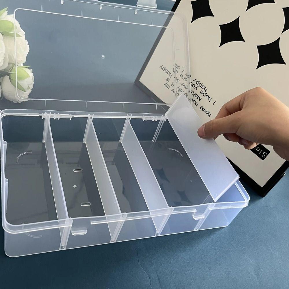 Transparent Tool Storage Box Adjustable Dividers Rectangular Shape Hardware Storage Organizer Portable Secure Latch