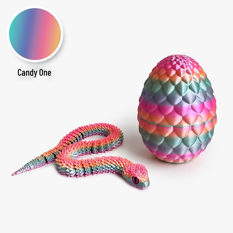 3D Printed Luminous Snake Dragon Egg Set with Movable Joints - Ornament Toy Handicraft