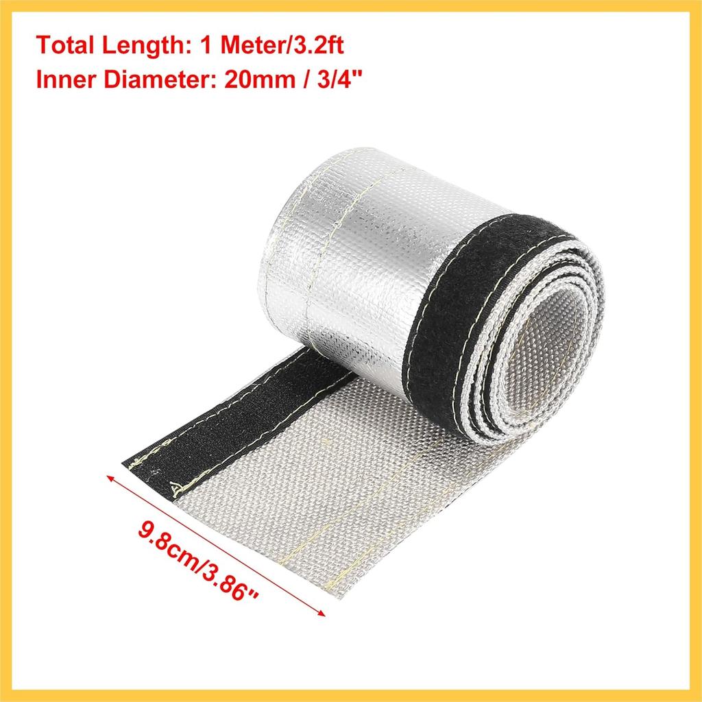 Mangote Protetor de Calor para Carro 3/4" DI 3,2 pés Malha Aluminizada Mangote Protetor Isolado Mangote Protetor de Fio de Calor para Linhas de Combustível 3/4" DE Proteção Térmica Automotiva