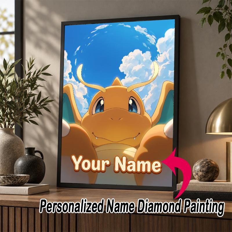 Personalized Dragonite Diamond Art Custom Name 5D Diamond Painting Full Drill DIY Craft