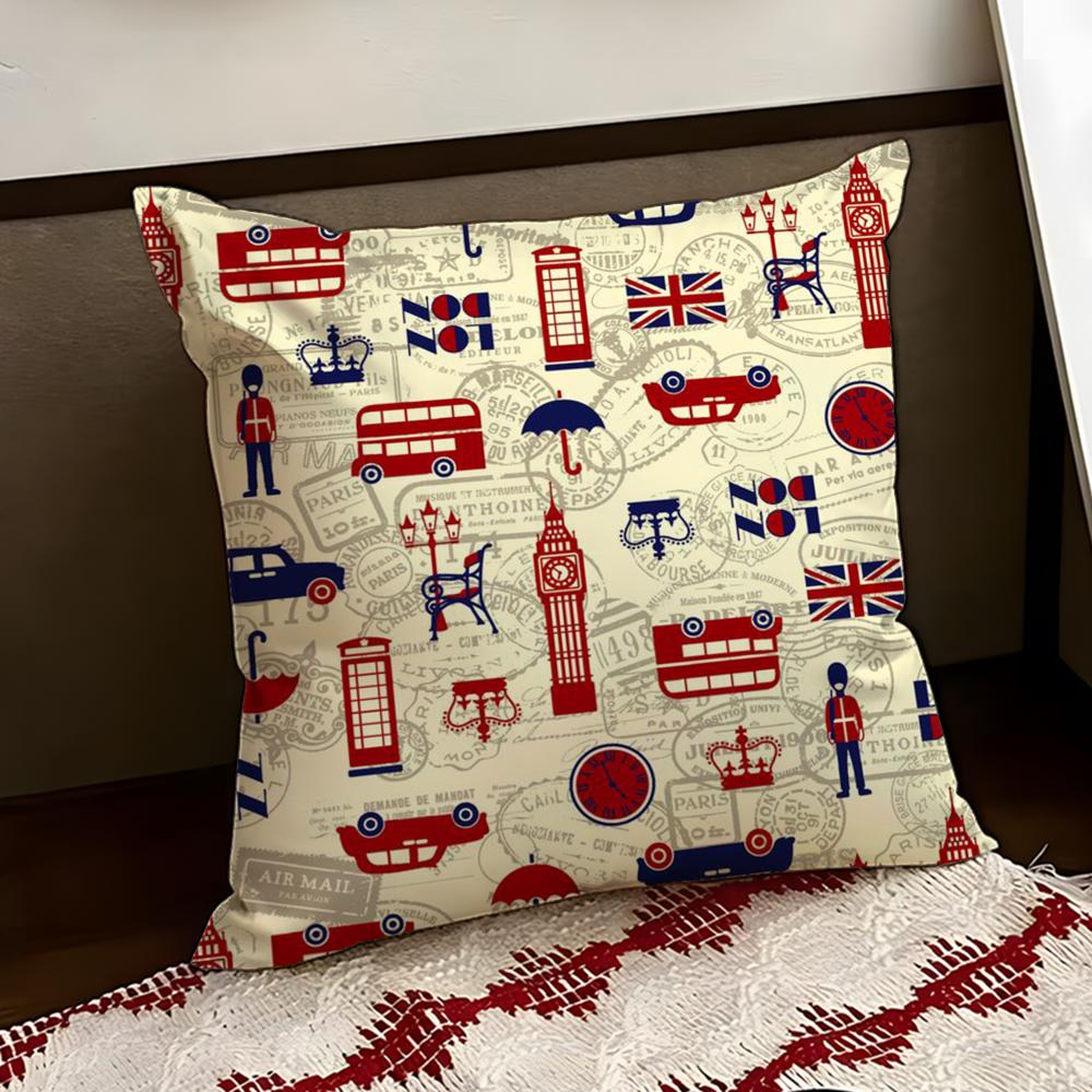 LOVE England Printed Cushion Cover Reversible Soft Durable Pillow Cover Home  Car MultiScene Use for Daily Comfort