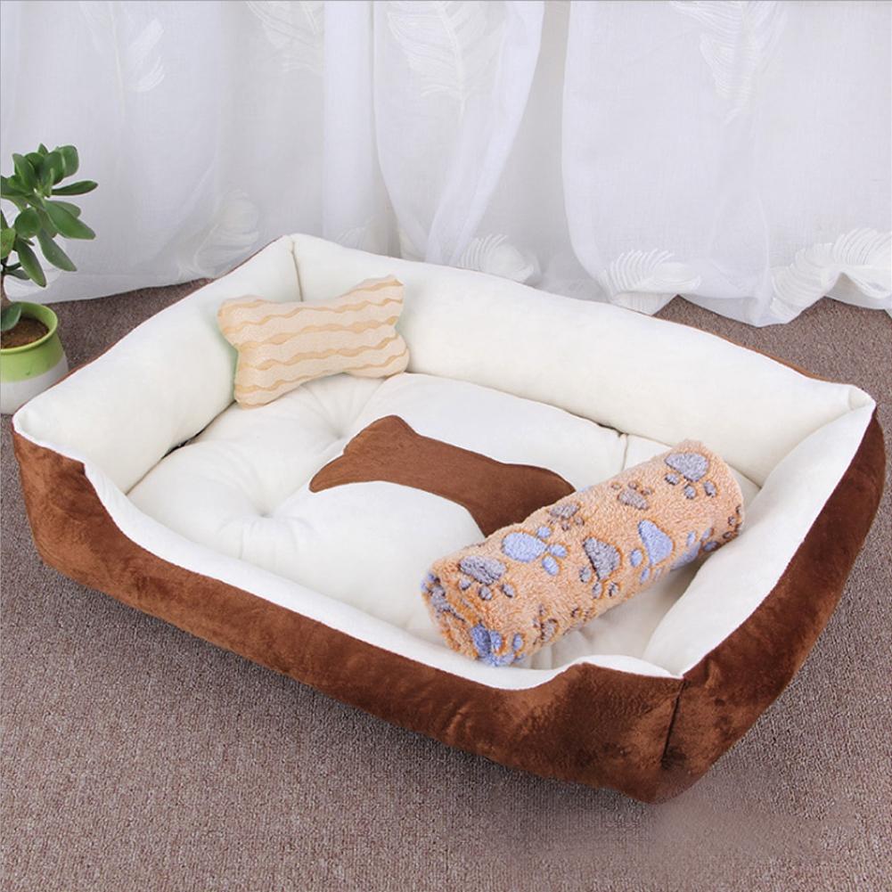 Bone Coffee Beige Four Seasons Soft Warm Pet Bed Mat Comfortable Pad Cushion Supplies for Cats Dogs