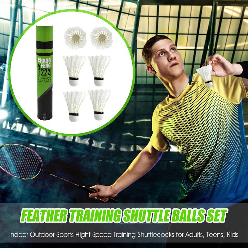 12Pc Badminton Shuttlecock Feather Badminton Ball Feather Training Shuttle Balls Set Professional Badminton Training Shuttlecock