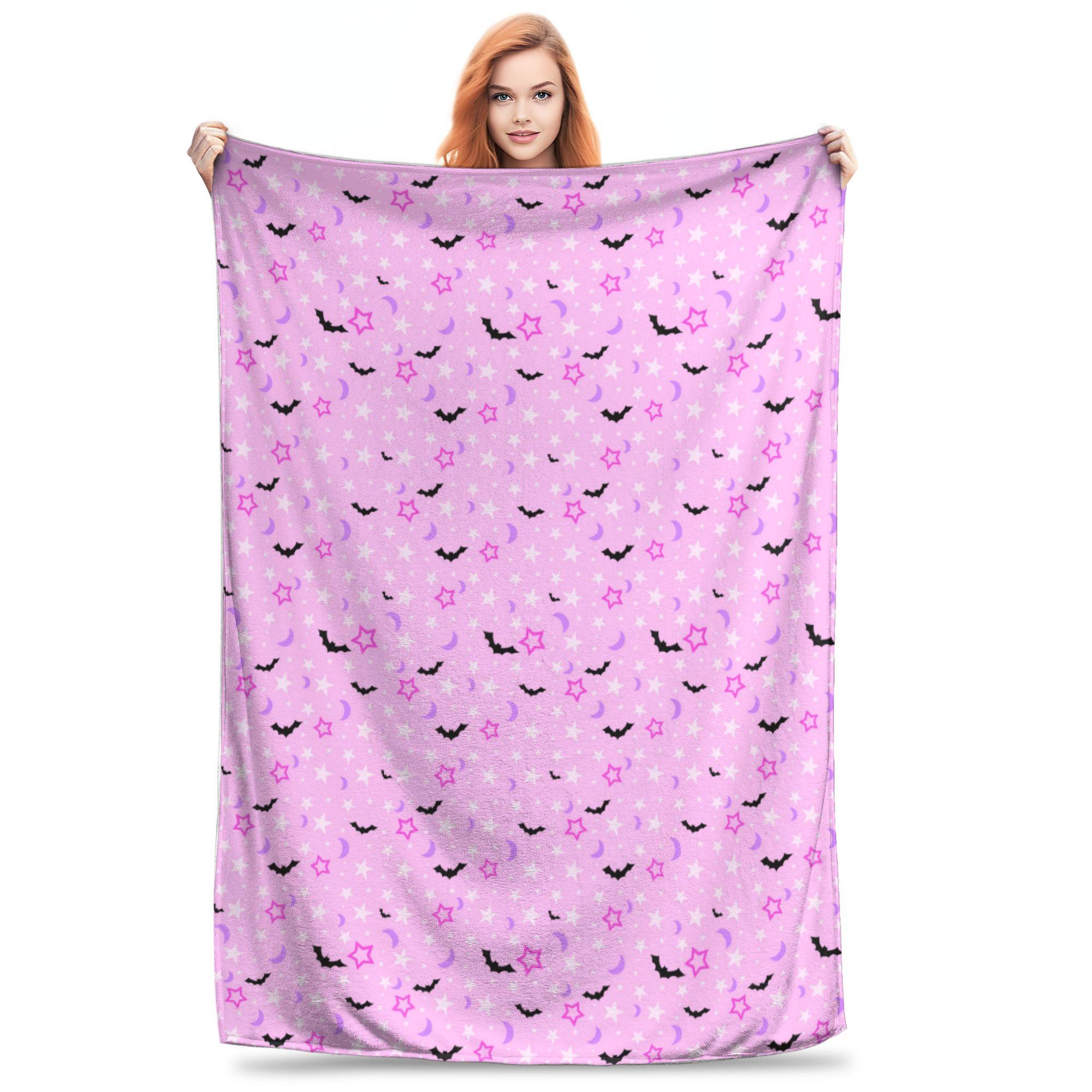 

Flannel Throw Blanket Halloween Bat Stars Cartoon Warm Plush Blankets Soft Bedding for Bed Living room Home Picnic Couch 80x120cm