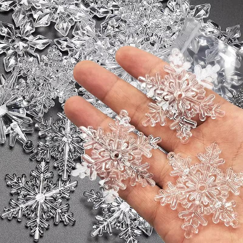 3pcs Christmas Acrylic Snowflake Ornaments Transparent Xmas Tree Hanging Pendant Christmas Decorations for Home New Year 2025