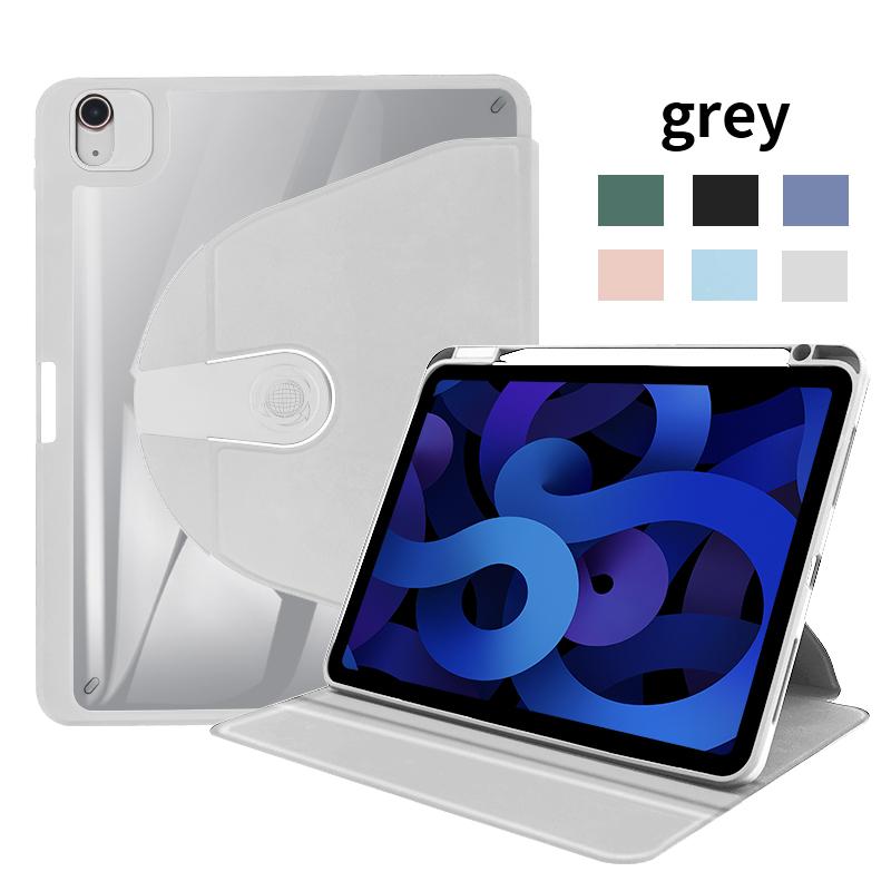 Rotating Case for iPad 9th/8th/7th with Pencil Holder, 360 Degree Rotation Stand Cover Clear Back, Auto Wake/Sleep