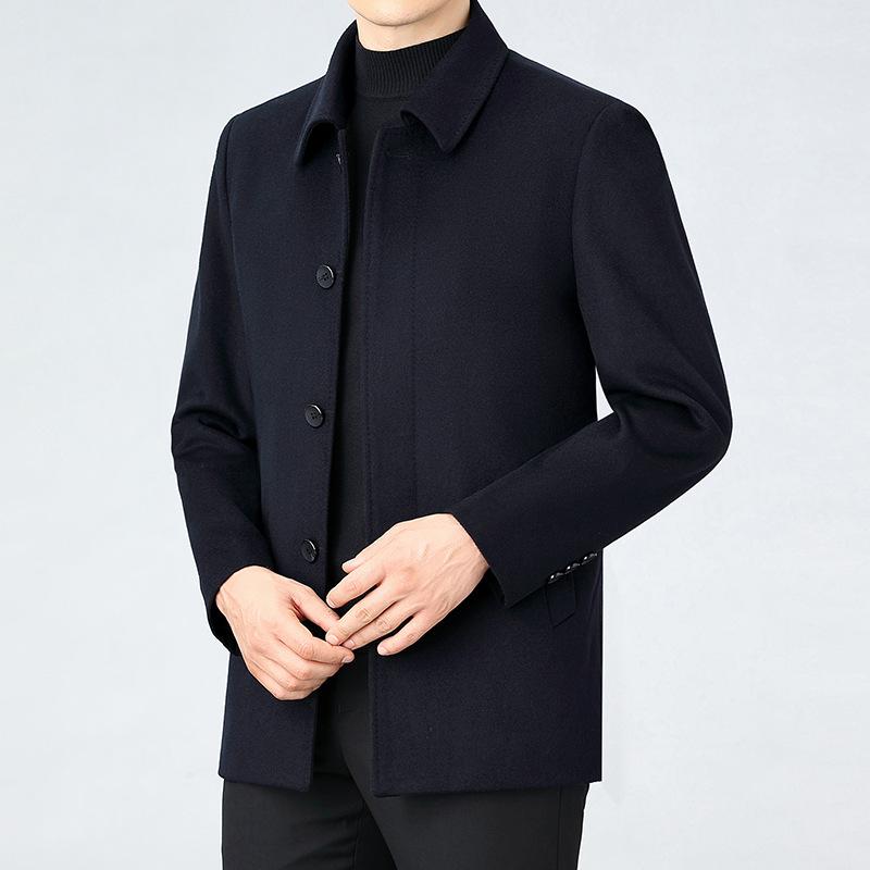 Men's Cashmere Winter Coat 2025: Thickened Warm Jacket for Middle-Aged & Elderly - Casual Lapel Outerwear