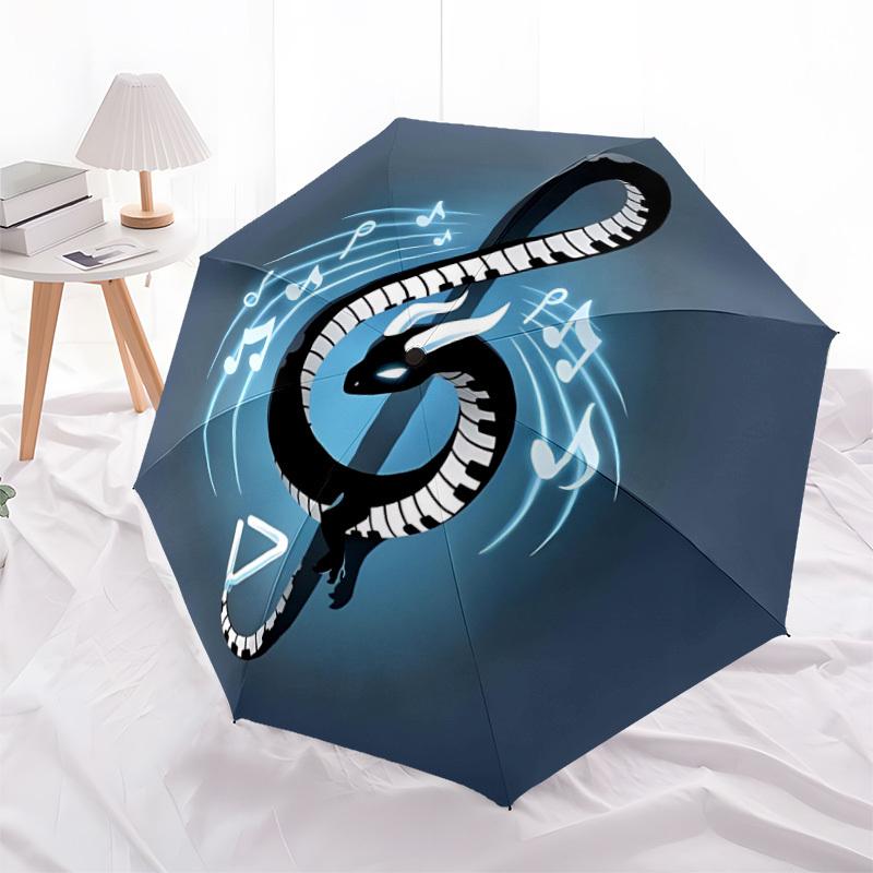 1pc Musical Dragon Automatic Open/Close Umbrella with One-Touch Button, Compact Folding Canopy, Sturdy 8-Rib Windproof Design S12