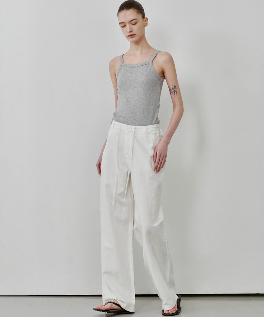 MALOUPE 9160 Linen Wide Pants (White)