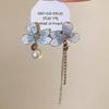 Ice quenched blue flower artificial crystal fringed earrings Cool wind temperament stud earrings Internet celebrity earrings