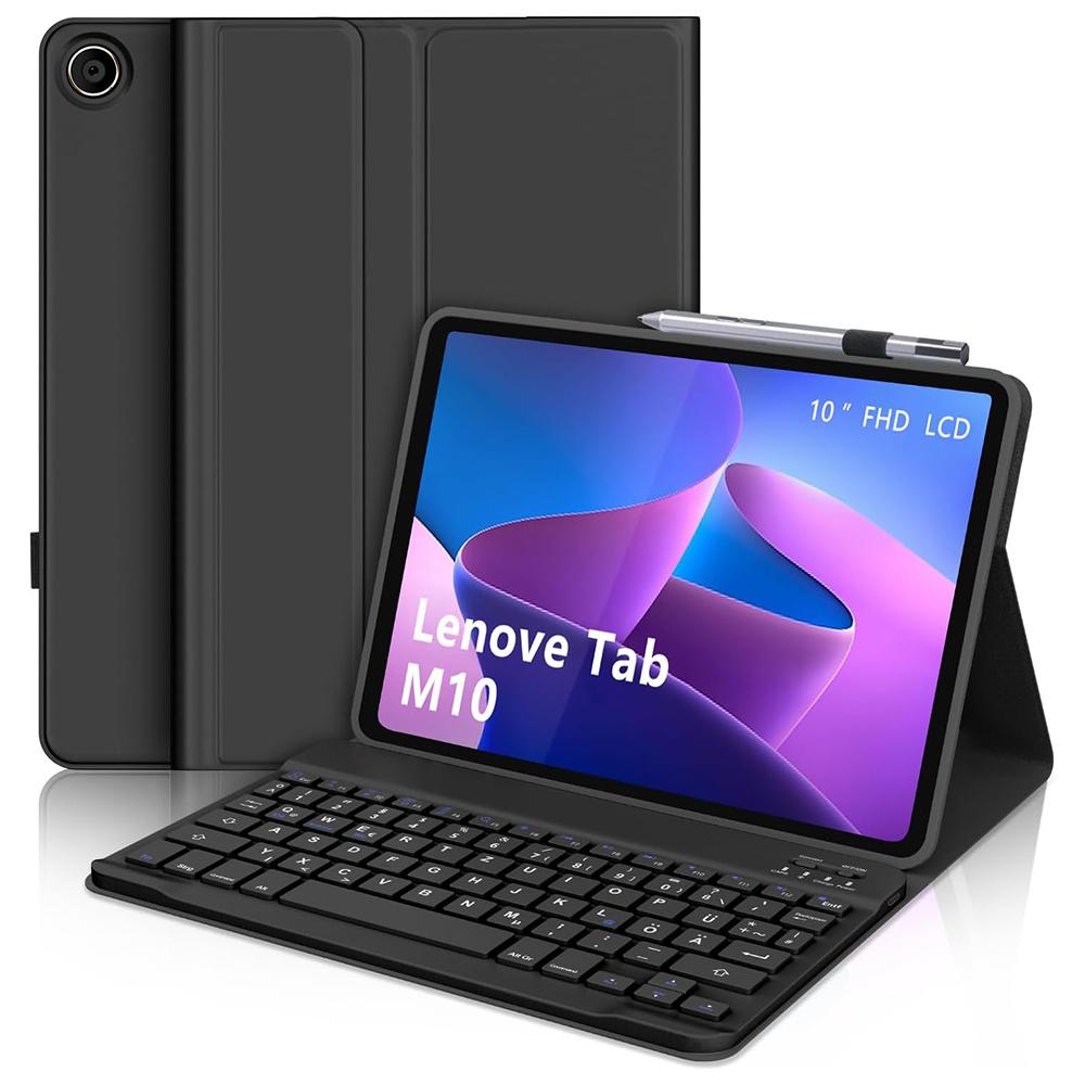 

SK-M10 For Lenovo Tab M10 (Gen 3) Leather Tablet Stand Cover+Bluetooth-Compatible Keyboard A