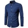 Autunno Nuovo Camicia da Uomo Oxford Filato Slim Fit Tinta Unita Camicia da Uomo Camicia a Maniche Lunghe da Uomo