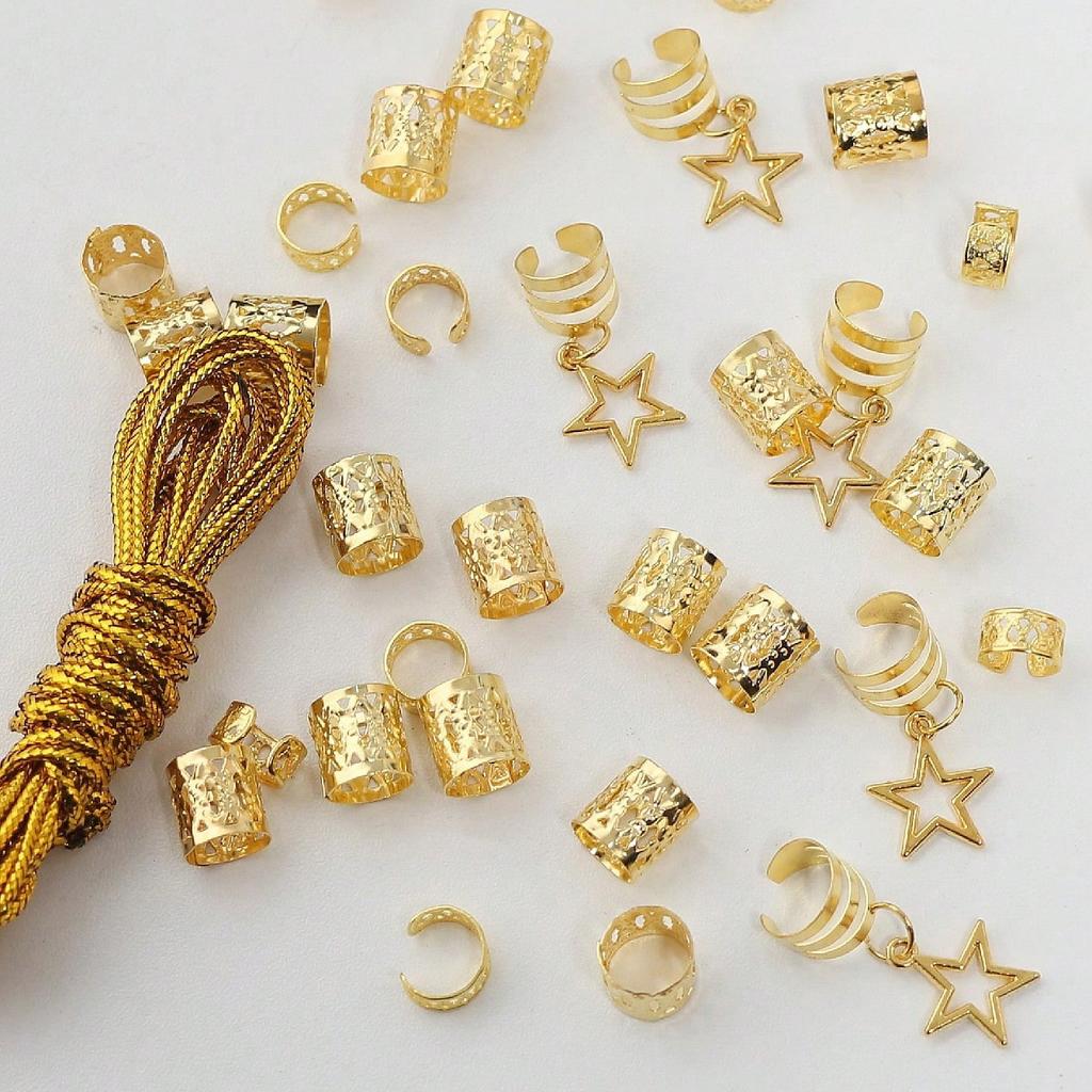 PCS European and American TEA SHEIN Popular DIY Wig Dreadlocks Jewelry Accessories Star Pendant Winding Rope Hair Ring
