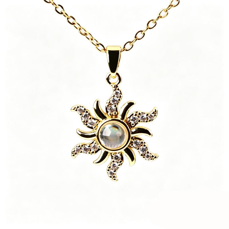 Sunflower Gold-Plated Projection Necklace for Women