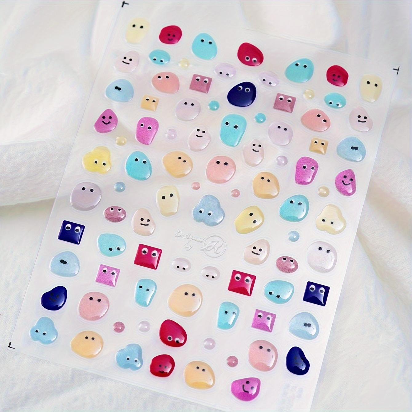 

1 шт. 5D Тисненые Желейные Мультяшные Выражения Наклейки для Нейл-Арта Самоклеящиеся, для DIY или Салонного Использования - Идеально для Женщин и Девушек, Наклейка для Ногтей