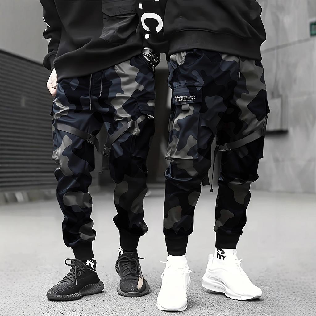 Outdoor Sports Casual Pants, Camouflage Pants, Middle-aged and Young Men's Leg Tied Pants, Straight Leg Pants