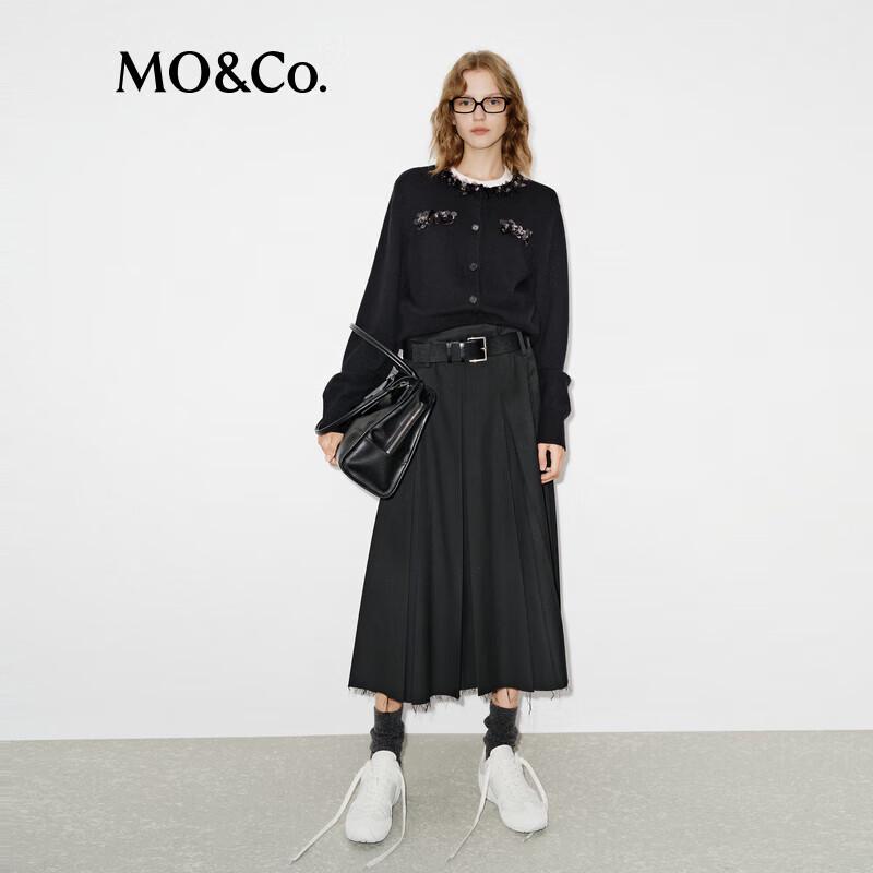 

MO&Co. Зимний кардиган из мериносовой шерсти, кашемира, с вышивкой пайетками M