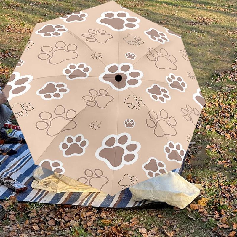 1PC Paw prints Umbrella-8-Rib Reinforced Portable Folding Travel Suitable for All Seasons Outdoor Daily Use-J372