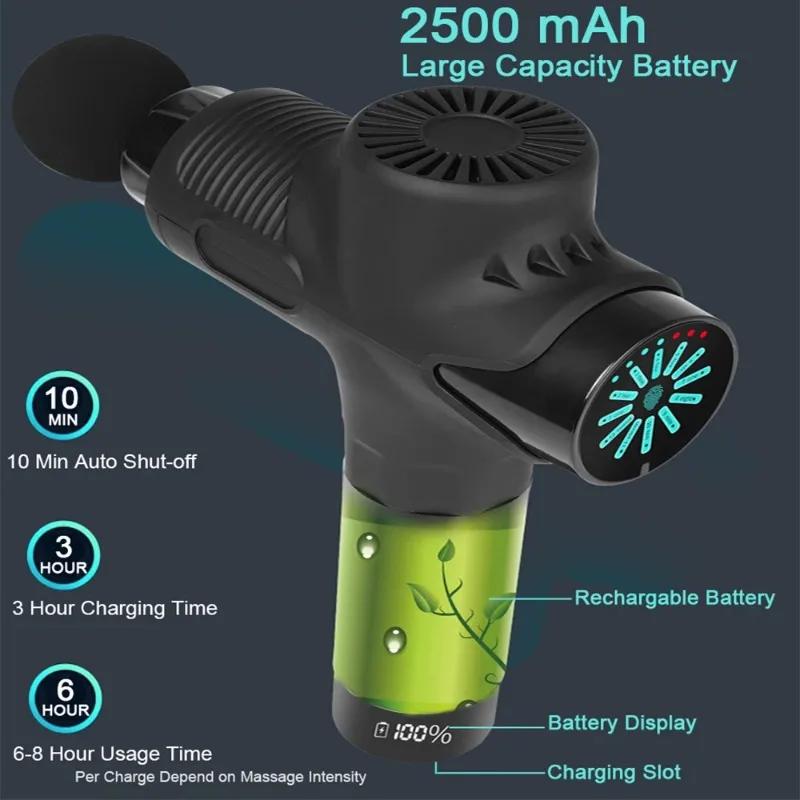 Pistola de Massagem Profissional 24V Durável e Segura com Compressa Quente e Fria Elétrica 12 Cabeças Alta Frequência Pistola de Fáscia Tecido Profundo Pescoço Relaxar Fitness