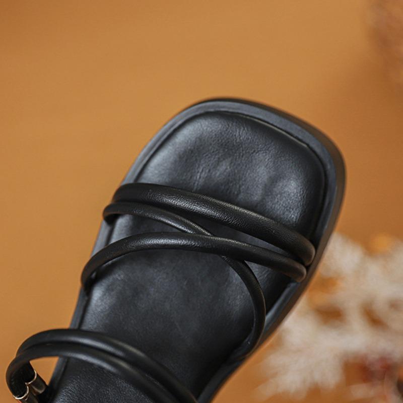 Sandales Romaines d'Été à Semelles Épaisses pour Femmes Nouvelles Sandales à Talons Hauts Rehaussées