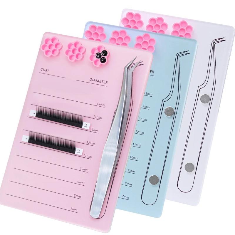 Eyelash Extension Scale Holder Magnetic Acrylic Lash Board with Glue Pallet Cup False Eyelashes Pad Lash Makeup Tools Wholesale