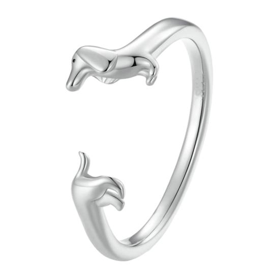 Bague Ouvrante Design Chien Teckel Bague de Doigt Réglable Bague de Taille Flexible Bijoux Accessoire Polyvalent