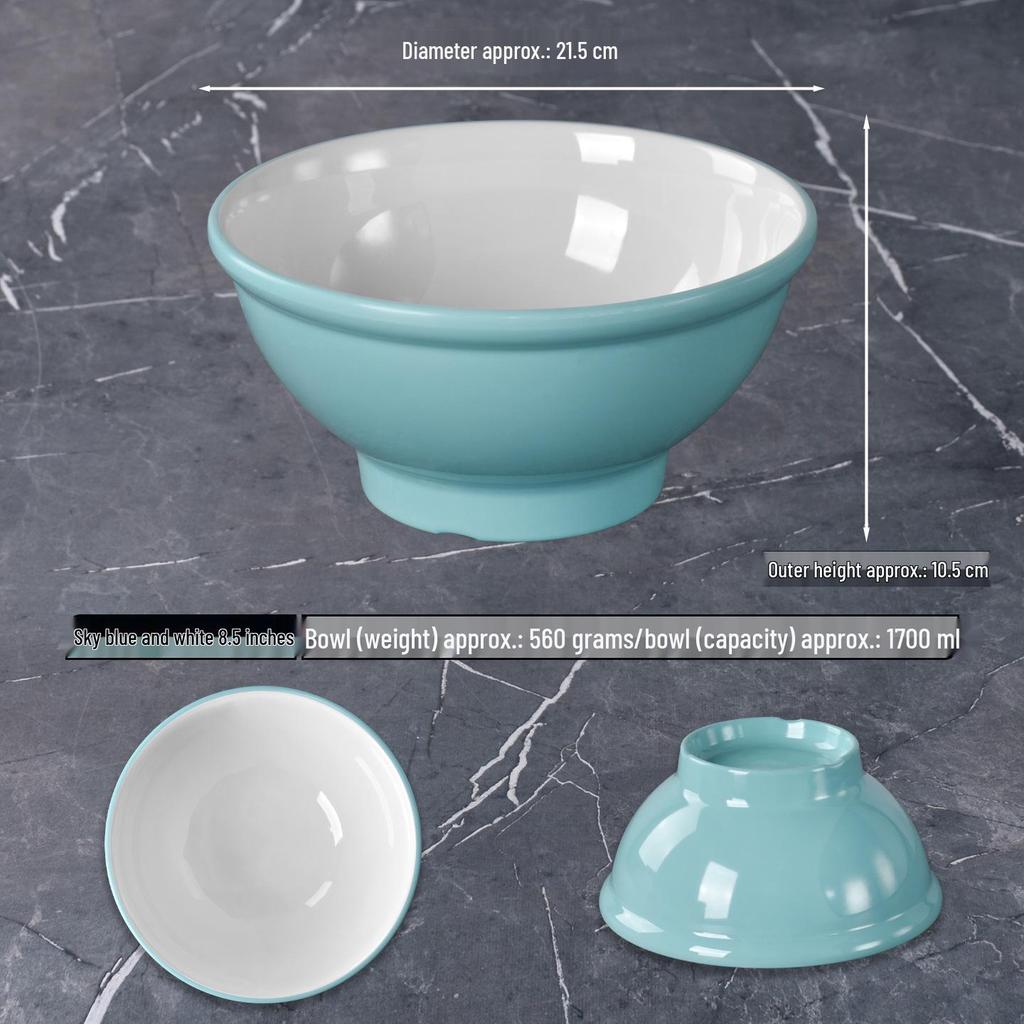 Melamine Noodle Restaurant Bowl - High-Footed, Imitation Porcelain for Wonton, Soup, Beef Rice Noodles, Mala Tang