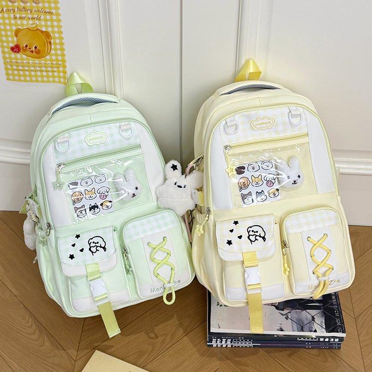 Schoolbagins niche plaid style schoolbag female cute foreign style junior high school girls primary school students grades 1-1 large capacity double