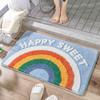 Inyahome Happy Sweet Bathroom Rug Mat Non Slip Fluffy Soft Plush Bath Floor Carpet Ultra Water Absorbent Bath Rug for Tub Shower