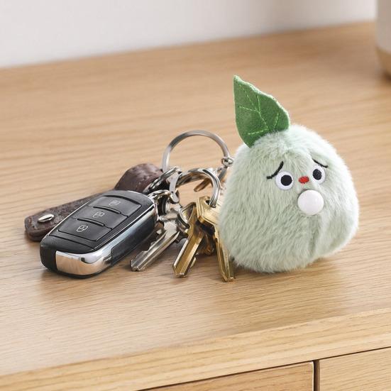 Cute Bubbling Lychee Plush Keychain, Small Stuffed Fruit Mangosteen Pendant for Bag Backpack Purse, Kawaii Key Ring Charm, Gift for Girls Women