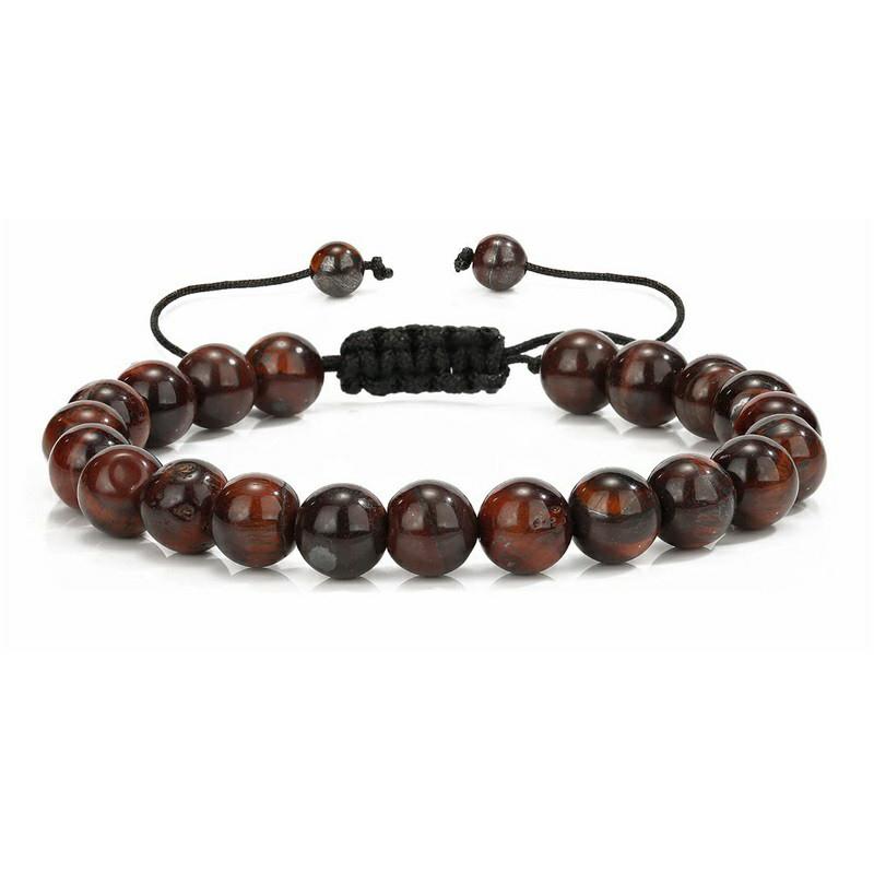 Fashion Woven Adjustable Bangle 8mm Natural Tiger Eyes Lava Rock Protection HANDMADE Bracelet Men's Gift