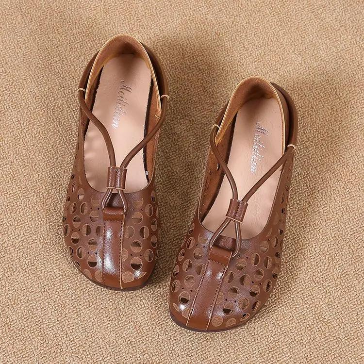 

Mom Loafers Woman Wide Feet Cutout Flat Shoes Ladies Slip On Summer Flats Soft Sole Women s Rope Moccasins 41 червоно-жовто-коричневий