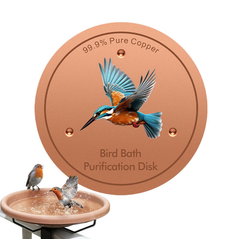 Copper Disc For Bird Bath 4 Inch With Triple-Point Support Copper Bird Bath Purification Disk For Outdoor Garden Backyard Pond