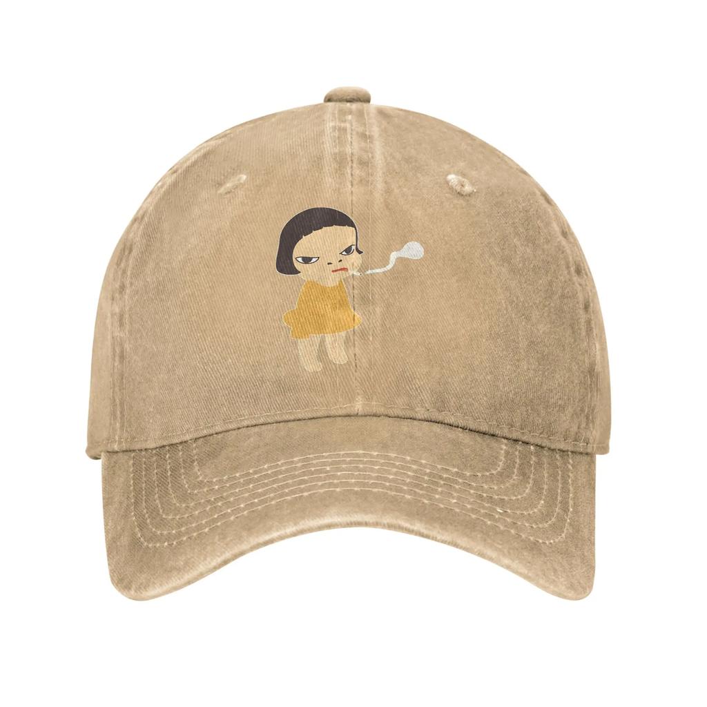 Nara Unique Unisex Women Baseball Caps Yoshitomos Distressed Denim Caps Hat Vintage Outdoor Activities Adjustable Fit Sun Cap