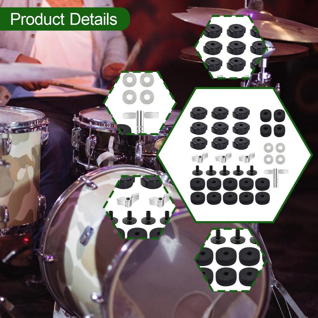 Cymbal Stand s Washer Sleeves Stable Performance Replacement Reduces Shaking Drum Set Parts 36Pcs