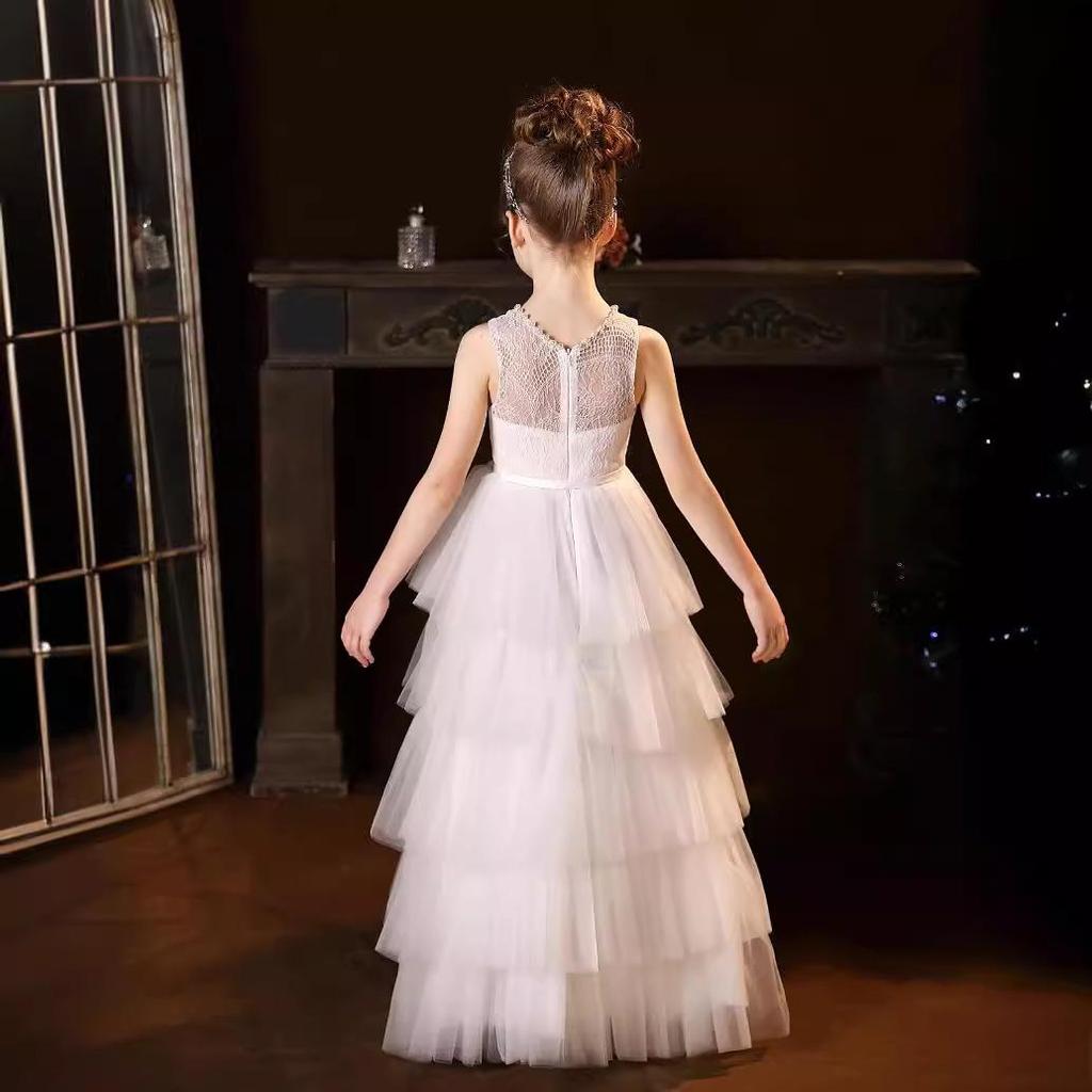 Elegant Tulle Fluffy Flower Girl Dress Sleeveless Bridesmaid Dresses Little Princess Girls Birthday Party Evening Gowns